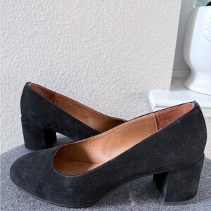 Margaux Black Suede Block Heel Pumps | Classic Work Heels | Made in Italy